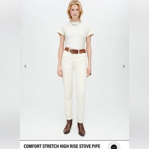 NWT $265 ReDone Comfort Stretch High Rise Stove Pipe white denim jeans size 31